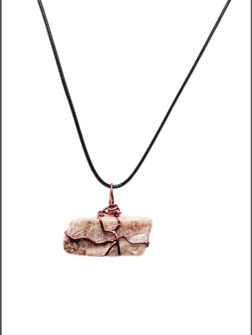 🙋 10/$20.  Raw Rose Quartz Pendant with Cord Necklace NWOT